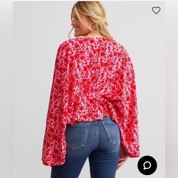 NWT Band of the Free Top Shirt Oversized Pink Red Size XS - Picture 4 of 8